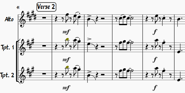 2 trumpets 1 sax arrangement voicing