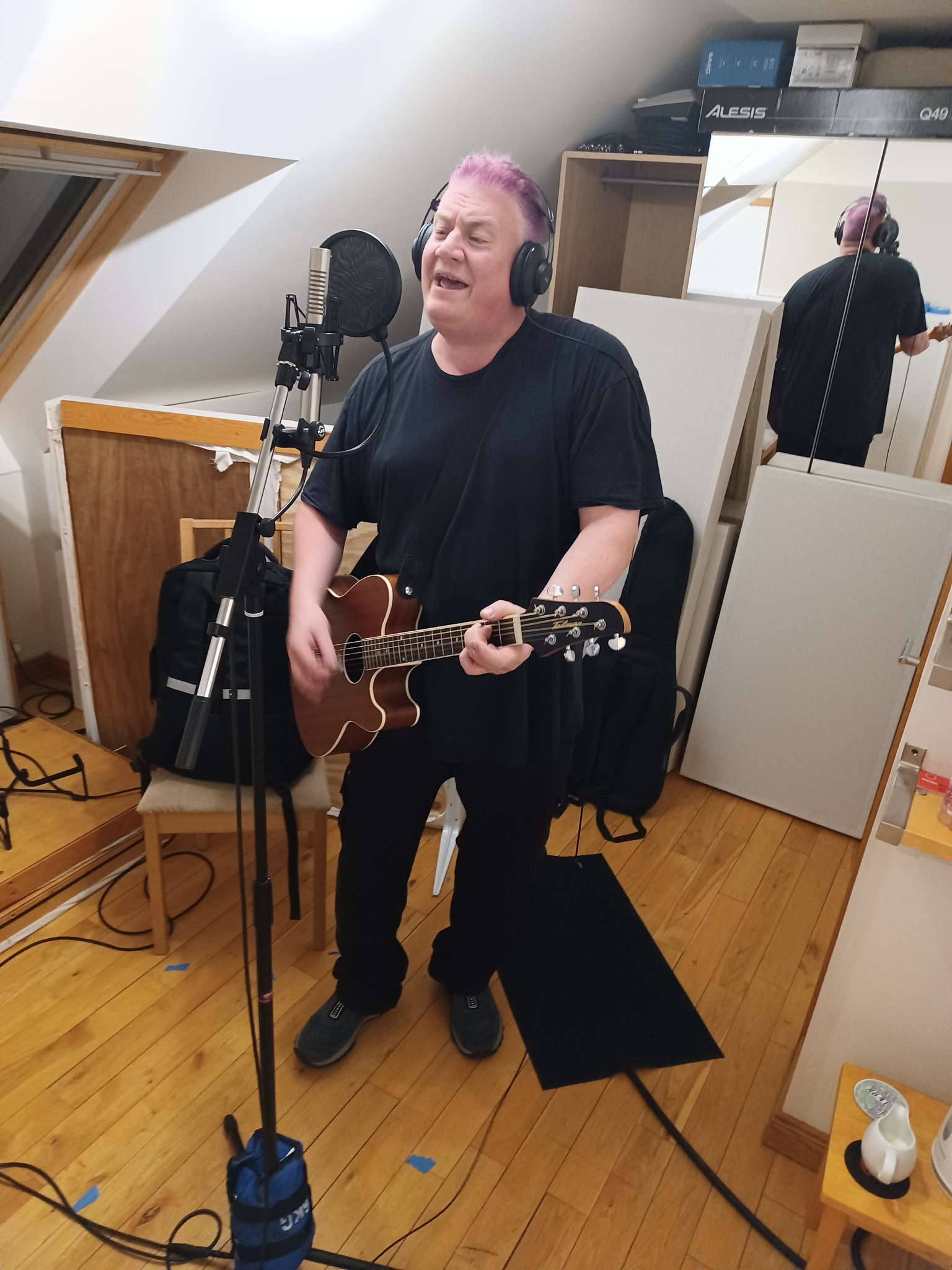 Mike Breen - recording vocals and guitar at Jennifer Clark studio